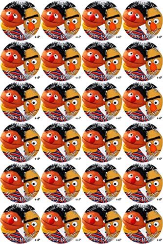 PERSONALISED Sesame Street - Bert and Ernie 20 x PRE-CUT Happy Birthday - Fairy Cake CUPCAKE Edible Topper Decorations Printed On Premium quality Edible Wafer Rice Paper