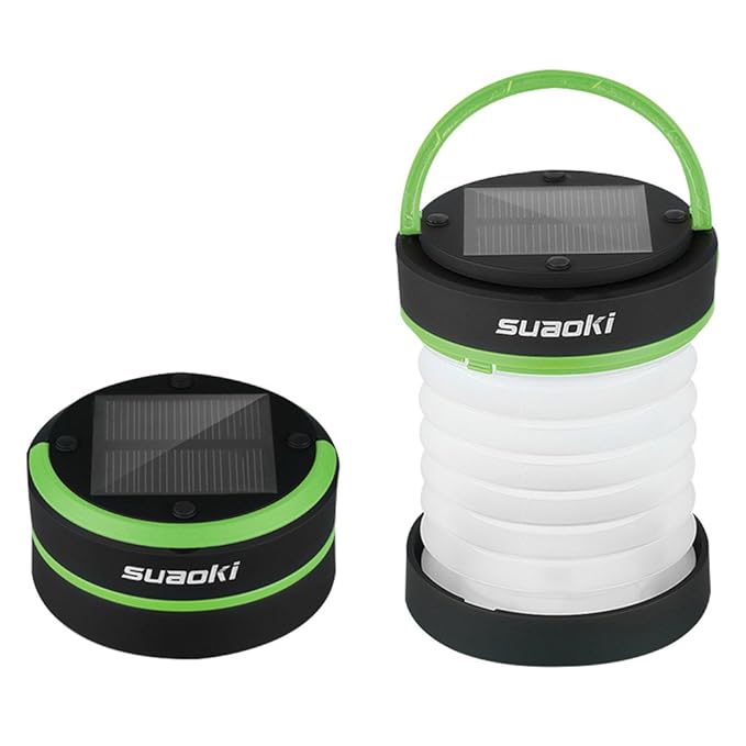 Suaoki Solar Campinglampe faltbar Camping Zelt Laterne mit 3 Leuchtfunktionen für Camping, Zelt Outdoor (Green)