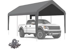 KAHLHAK Carport Canopy 10'x20' Heavy Duty Replacement Cover, Garage Shelter Cover 800D Oxford Waterproof & UV Protected Tarp with Ball Bungees, Not Include Frame, Gray