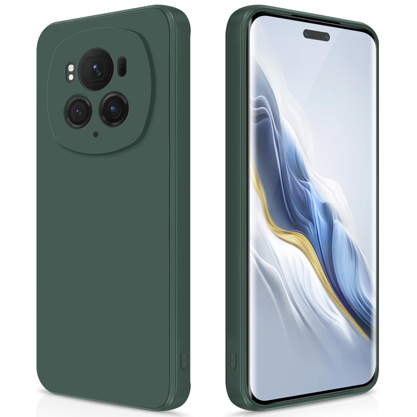 GiiYoon Case Compatible with Honor Magic 6 Pro, Silky-Soft Touch Full-Body Protective Phone Silicone Case, Shockproof Cover with Microfiber Lining, Green โ image 1