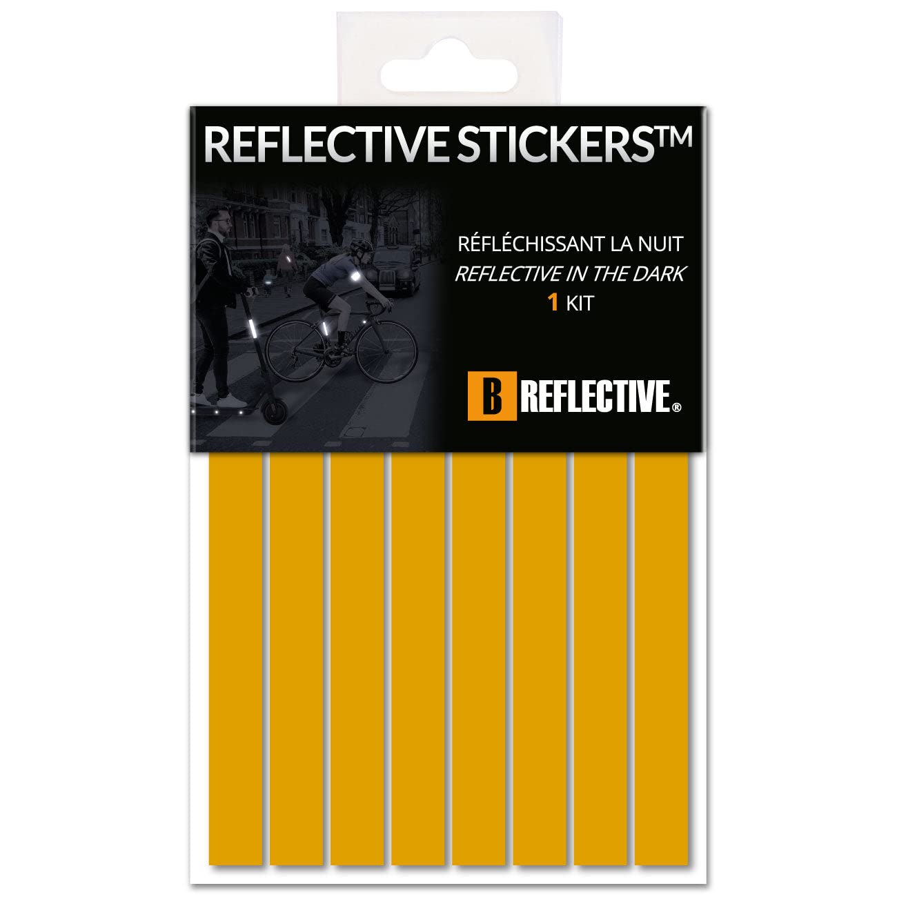 B REFLECTIVE 3M® LINES, Reflective Stripes Kit, Multi-Support: Bicycle, Electric Scooter, Motor Scooter, Electric Unicycle, 3M Technology™, 1x15cm, Gold