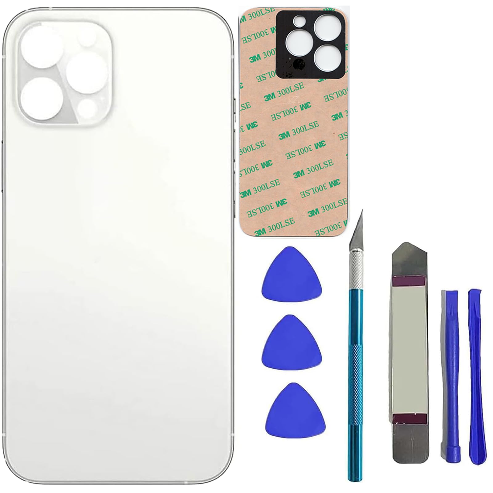 Mingxiong 13 Pro Max Rear Back Glass Replacement Compatible with iPhone 13 Pro Max Rear Back Glass Panel Replacement with Pre-Installed Adhesive + Repairing Toolkit(Silver)