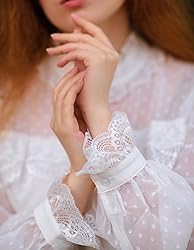 Women's Victorian Lace Tops High Neck Button Down