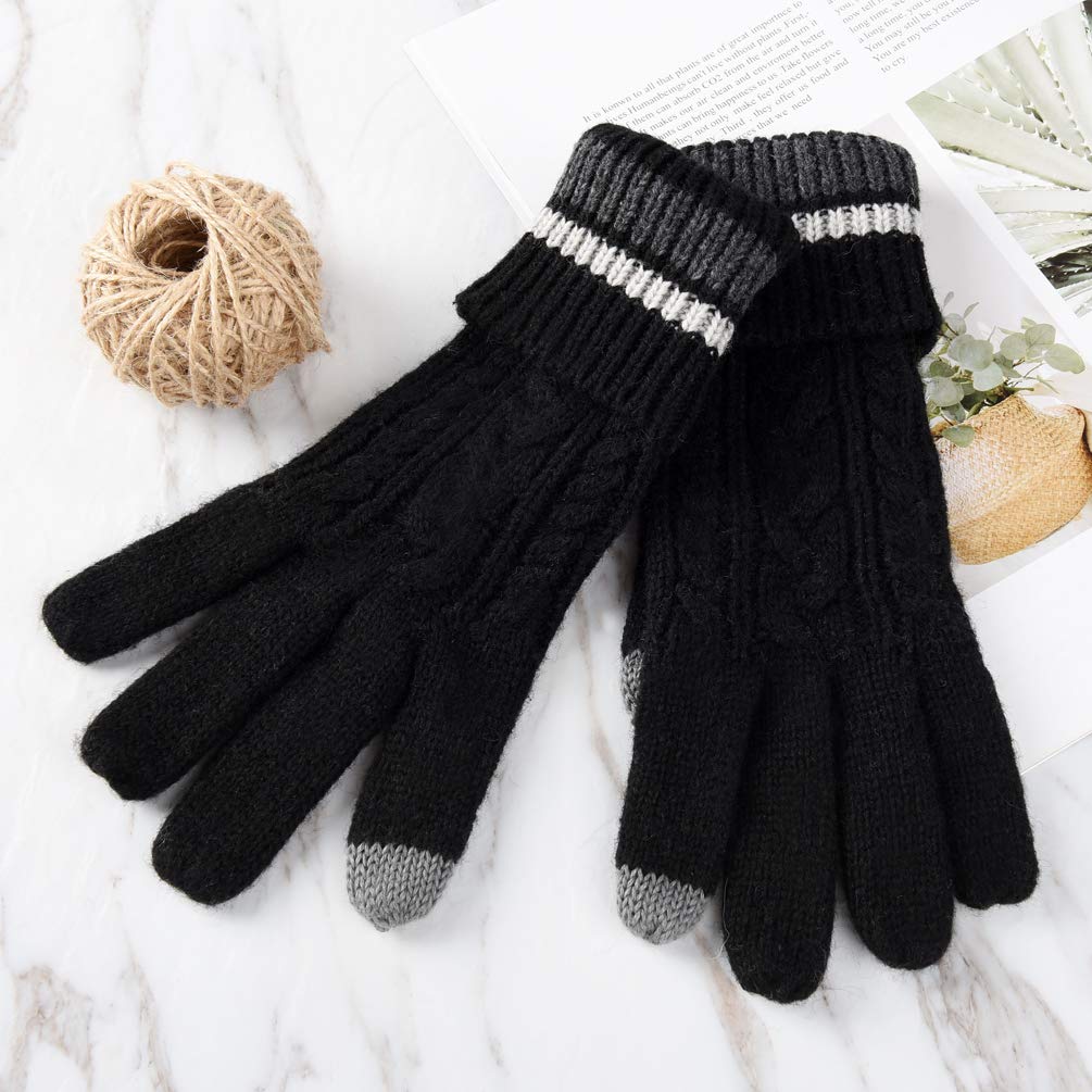 Vbiger Damen Winter Handschuhe Stilvolle Strickhandschuhe Kreative Touchscreen Handschuhe Warme Wollhandschuhe mit Verstellbare Manschette