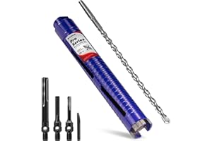 DaduoRi 1-1/2" Pro Dry Core Drill Bit with Pilot Bit & 3 Adapters (SDS Plus/SDS Max/1/2 Hex), Upgraded-Welded Core Bits for C