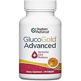 DOCTORS' PREFERRED Berberine with Cinnamon and Chromium GlucoGold Advanced 1000mg, 90 Tablets