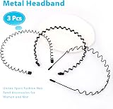 Hanyousheng Pack of 3 Metal Hair Bands Black Wave Headband Unisex view 3