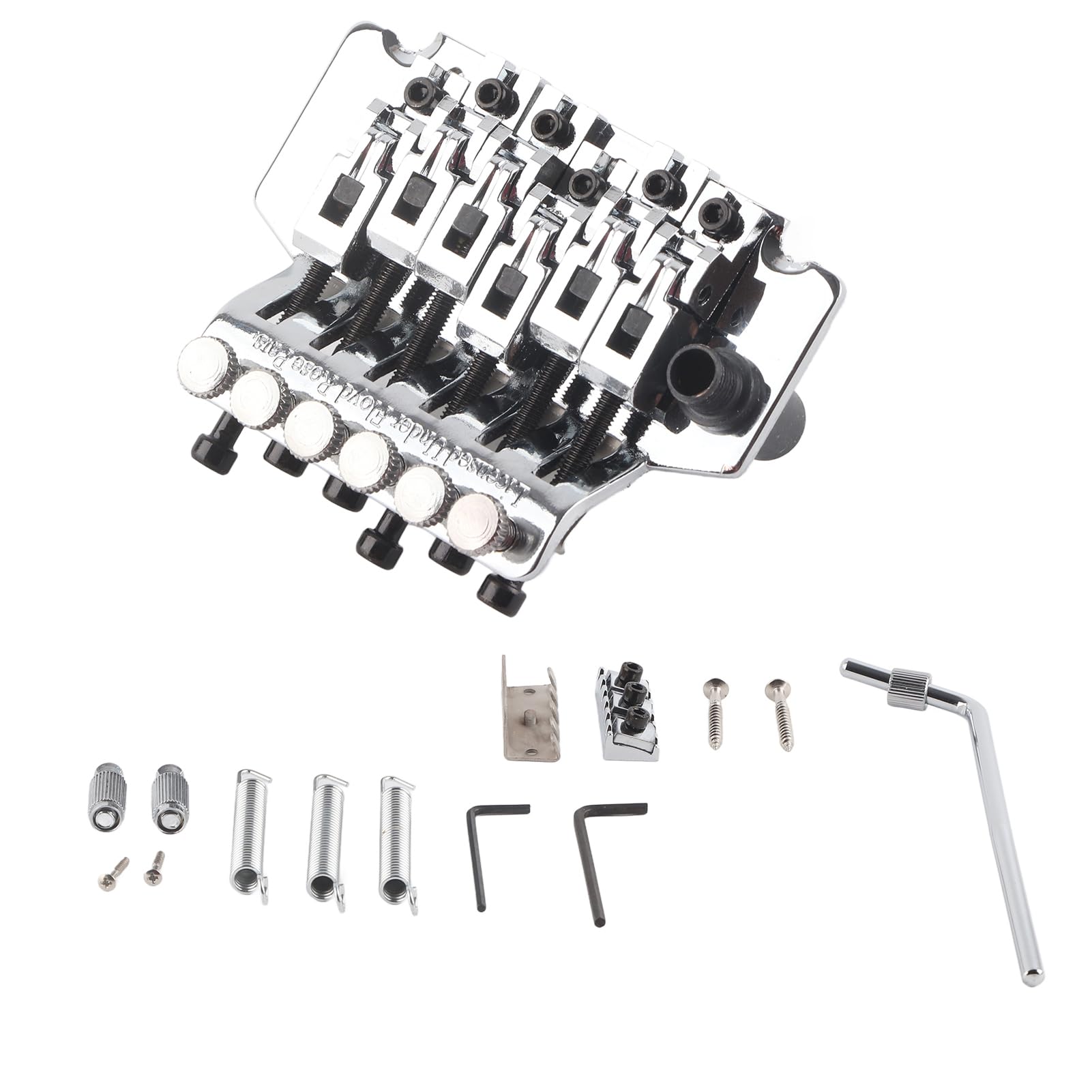 Floyd Rose Electric Guitar Metal Tremolo Bridge Replacement with Double Rocking Spring Stabilizer (Silver)