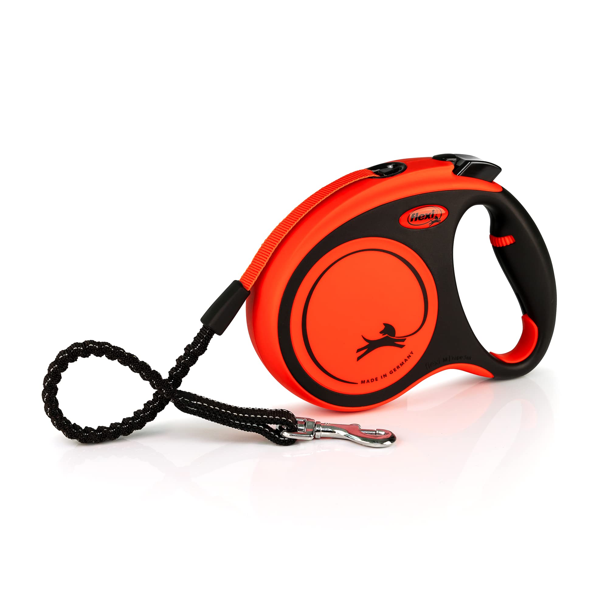 flexi Xtreme M Tape 5 m black/orange, retractable leash for dogs up to 35 kg