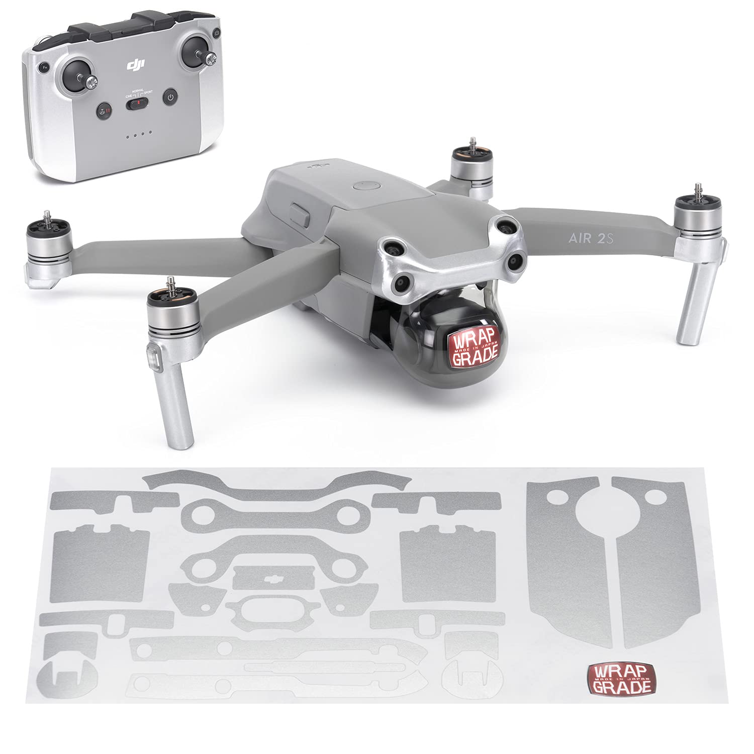 Wrapgrade Skin Compatible with DJI Air 2S | Accent Color A (AIRFORCE SILVER)