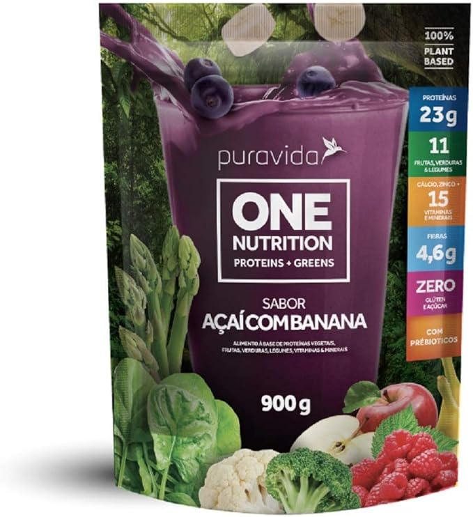 One Nutrition Açaí com Banana Proteína Vegetal Frutas Verduras e Vegetais 900g - Puravida