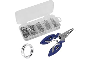 200pcs Assorted 5 Size Split Rings Stainless Steel Fishing Lures Tackle Connectors with Fishing Pliers
