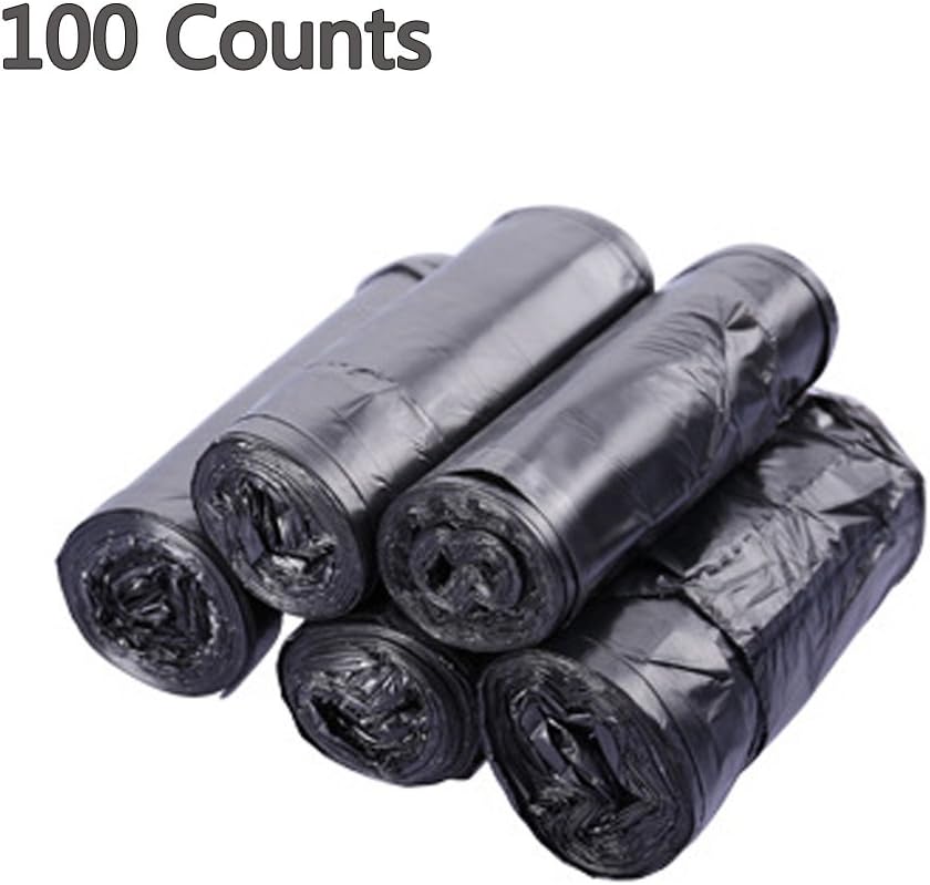 Amcho Trash Bags 5 Gallon Handle Trash Bag Strong Thicken Garbage Bags Wastebasket Bags for Kitchen Bedroom Toilet Office Rubbish Bin 100 Counts（Black）