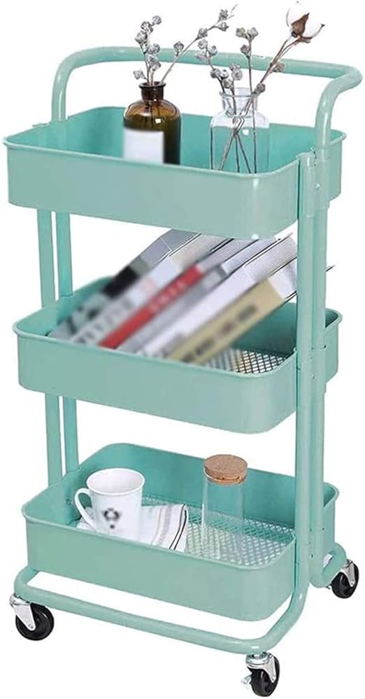 Amazon.de: Storage Trolleys 3-Tier-Rollwagen Aus Metall Auf Rädern