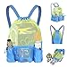 EocuSun Large Mesh Swimming Bag, Beach Drawstring Backpack, Mesh Mummy Backpack Beach Sports Gear Swim PE Gym Equipment Bag Sackpack Backpack for Men Women Boys Girls and Kids