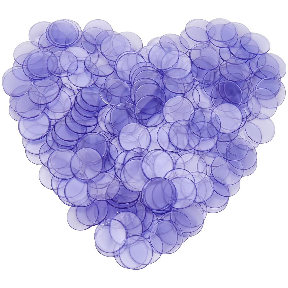 SOFPLATE 200Pcs Plastic Learning Counters Purple Counting Chips Round Flat Discs Decorative Christmas Ornament Disks Markers Translucent Circles Mosaic Tile for Math Practice Learning School Supplies