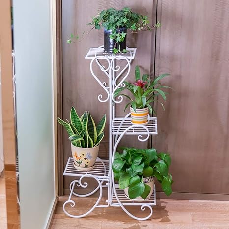 Amazon Co Jp フラワースタンド フラワースタンド床タイプの肉ラックマルチレイヤー室内緑色の花のポットラックホワイト54 25 cm ホーム キッチン