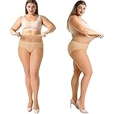 MANZI 4 Pairs Plus Size Pantyhose for Women 20 Denier Sheer Stocking