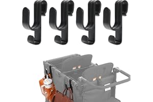 VIOTIIN Stroller Hooks for Wonderfold Wagon W2&W4, Double-Layer Multipurpose Side Hook, Space-Saving for Hanging Balance Bikes & Everything, Durable Plastic Wagon Accessories, 40kg Sturdy Load-Bearing (4PCS)