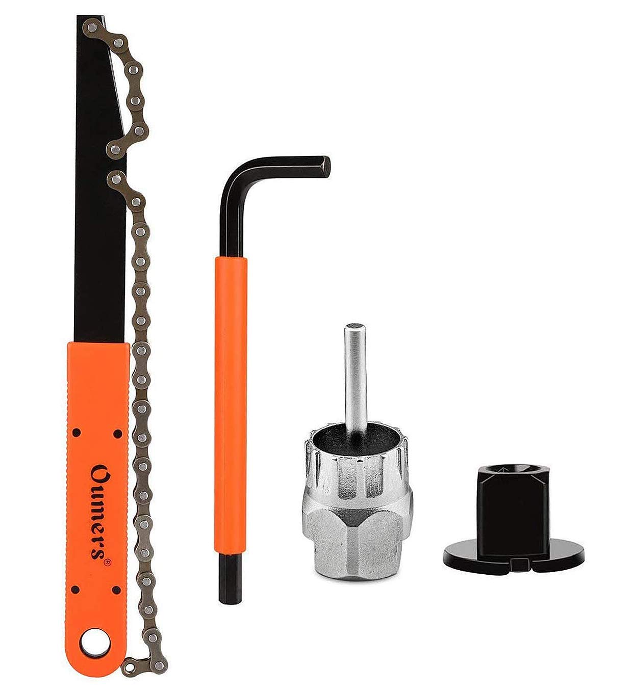 Oumers Bike Cassette Removal Tool, Cassette Freewheel Removal Tool with Chain Whip and Auxiliary Wrench Bicycle Cassette Lock Ring Removal Freewheel Remover Wrench Sprocket