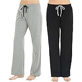 U2SKIIN 2 Pack Pajama Pants for Women Soft, Cotton Comfortable Womens Lounge Lightweight Sleep Pj Bottoms