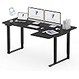 FLEXISPOT Dual Motor L Shaped Standing Desk 4 Legs Corner Desk Computer Electric Sit Stand Up Desk Height Adjustable Home Office Table with Splice Board, 63x43 Black