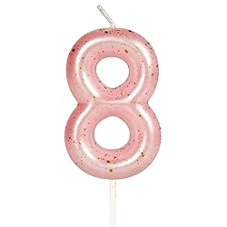 Hongplus Pink Gold Number 8 Candles, 8 Birthday