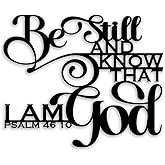 PSALM 46 10 Metal Wall Decor - Christian Room Decor Scripture Inspirational Wall Art Home Decor for Living Room, Bedroom, Dining Room, Bathroom, Office (Black)