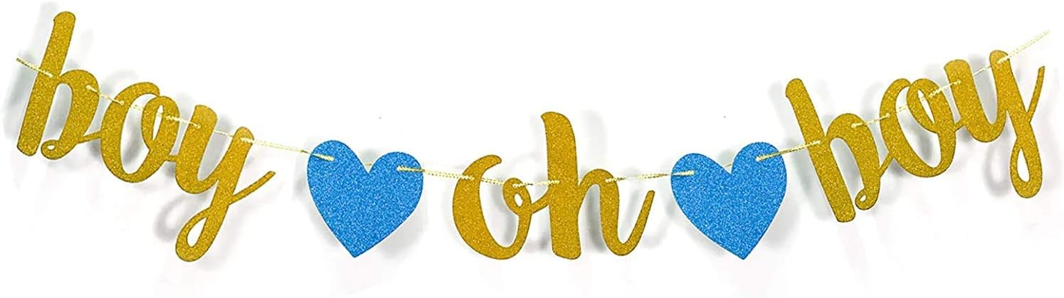 Boy Gold Glitter Banner Sign Garland for Boy Baby Shower Banner Decorations