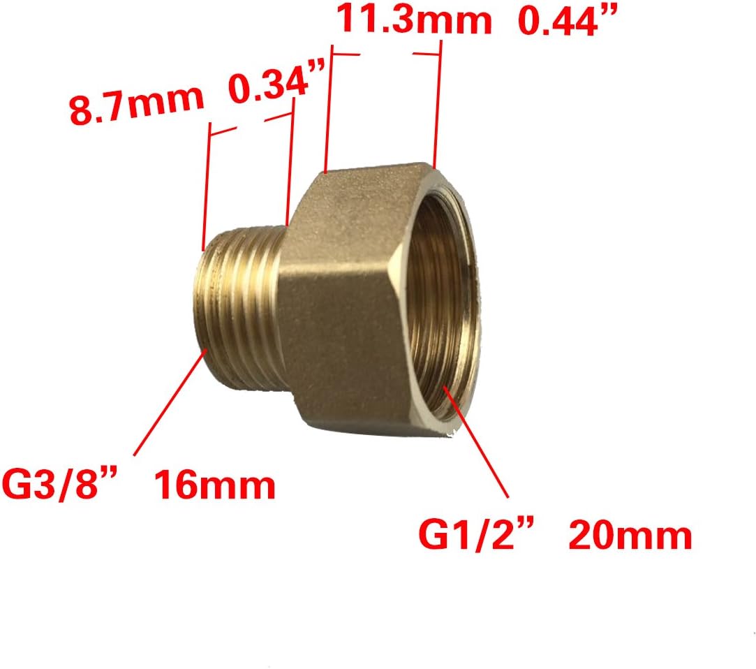 CIENCIA Brass Thread Fitting Reducer 1/2 Inch Female to 3/8 Inch Male Thread Adapter 1/2 Inch to 3/8 Inch Thread Adapter for Shower Hose Chrome - Image 4