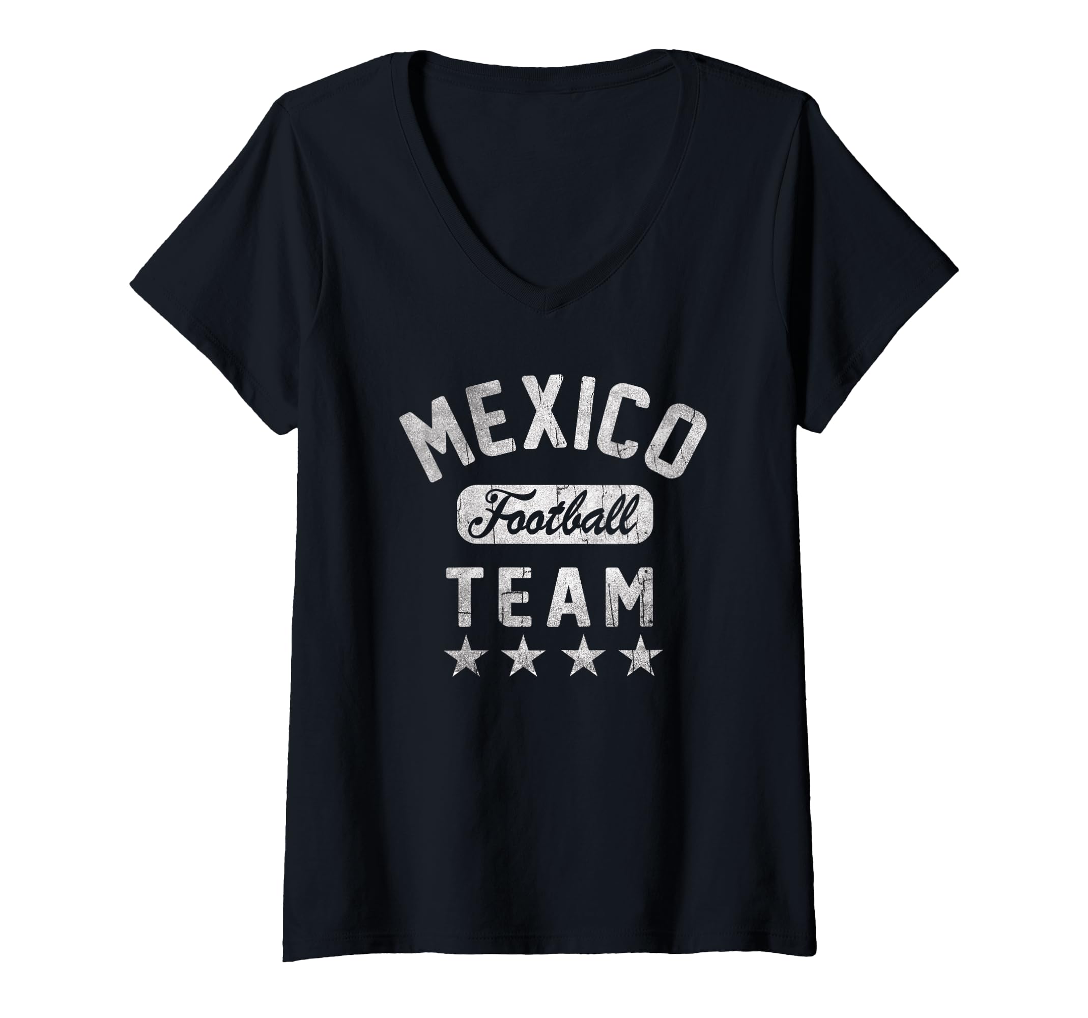 Womens Mexico Football Team Faded Jersey V-Neck T-Shirt