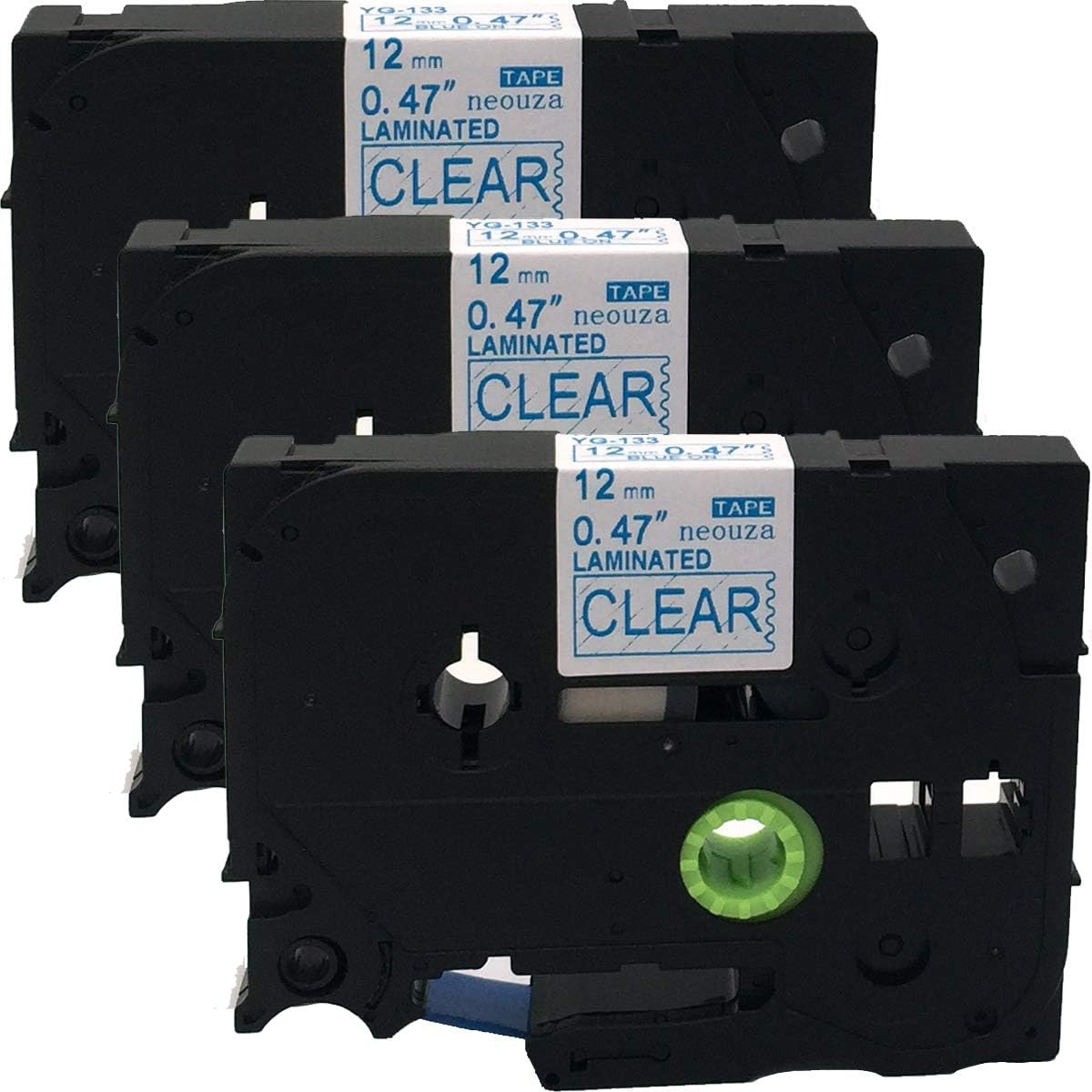 NEOUZA 3PK Compatible for Brother P-Touch Laminated TZe TZ Label Tape Cartridge 12mm x 8m (TZe-133 Blue on Clear)