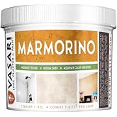 VASARI Lime Plaster &amp; Paint | Marmorino Plaster (Fine Sand Finish) | Made from Natural Lime and Powdered Marble |color: Natural White #1 | size: 1 Quart Wet Mix