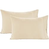 LANE LINEN Queen Ivory Pillow Cases Set of 2 100% Egyptian Cotton 1000 Thread Count Sateen Perfect for Home Hotels & Hospital Use Standard Size