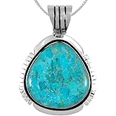 Turquoise Necklace 925 Sterling Silver Pendant & 20" Chain