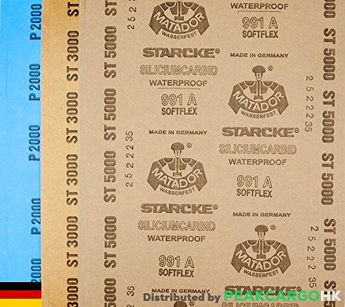 6-sheets Pack High Precision Polishing Sanding Wet/Dry Waterproof Abrasive Sandpaper -Grit 2000 3000 5000 SOFTFLEX Germany