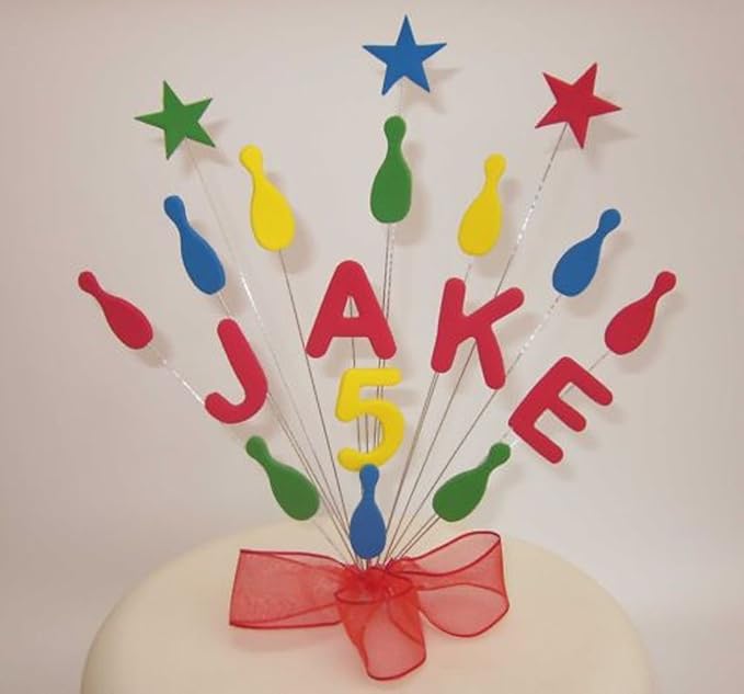 Ten Pin Bowling Personalised Cake Topper with Name and Age Amazon.co