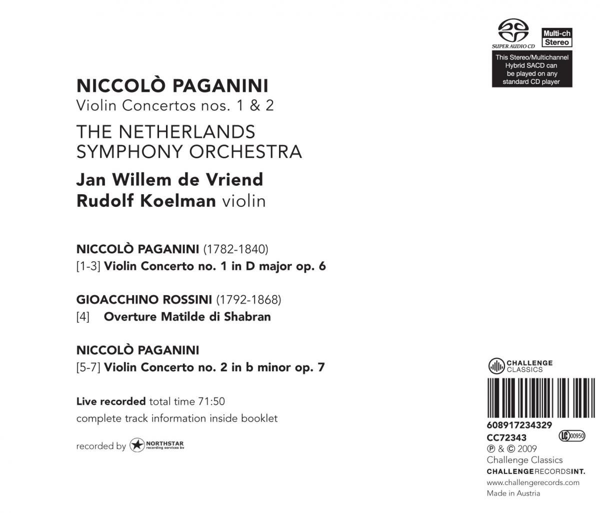 Cd rudolf koelman paganini violin concertos nos. 1&2 (608917234329)