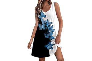 DOPOCQ Dresses for Women 2024 Casual Trendy Gradient Sleeveless Boho Sundress Summer Oversized Sexy V Neck Tank Mini Dresses