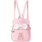UIXIZQ Personalized Toddler Backpack for Girls 3–10, Cute Mini Bowknot Mouse-Ear Toddler Bookbag Crossbody Purse, Small Daypack Wallet Set, Initial Birthday Gift, Trendy Little Kids/Teen Bag(Pink，A)