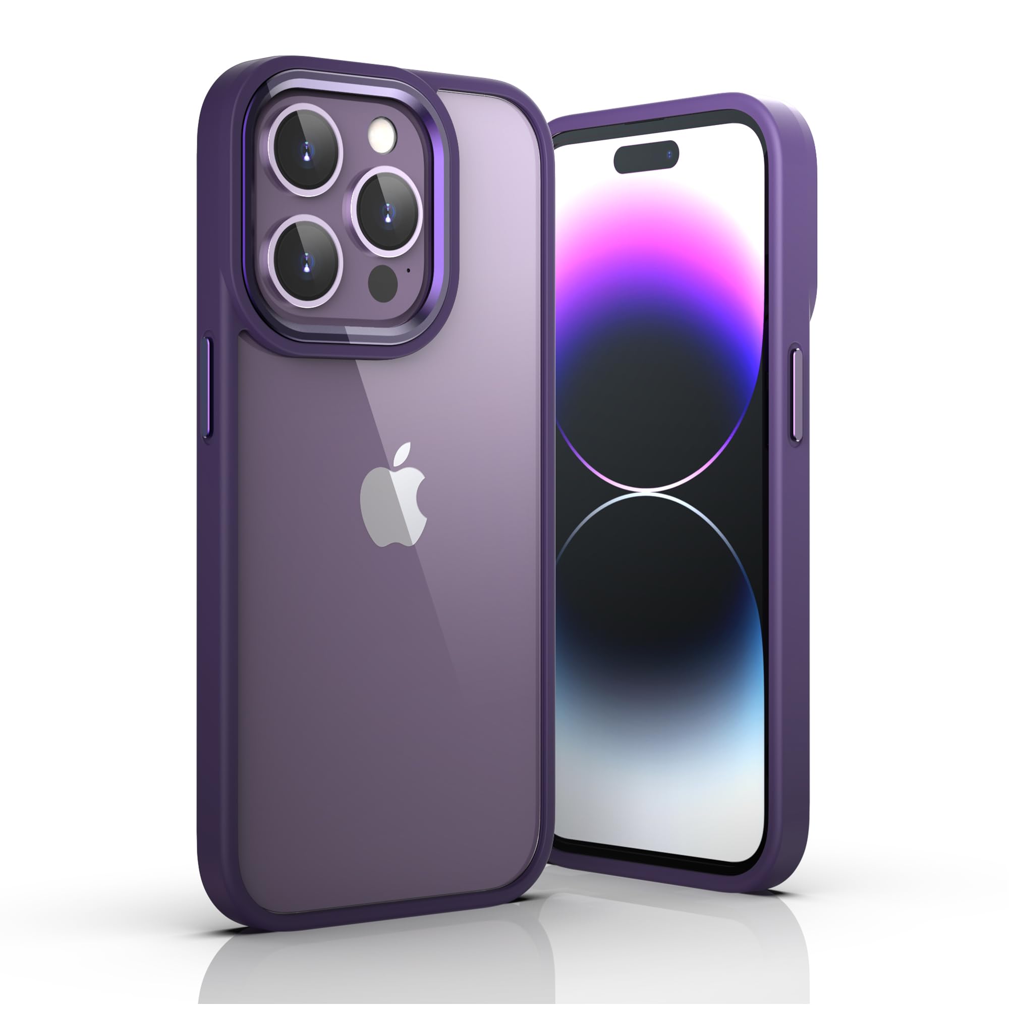 ULAK for iPhone 14 Pro Case Clear, [Anti-Yellow] Heavy Duty Protection Transparent Shockproof Rugged Cover Soft TPU Hard Bumper Safe Grip Protective Light Cover for iPhone 14 Pro 6.1 - Purple