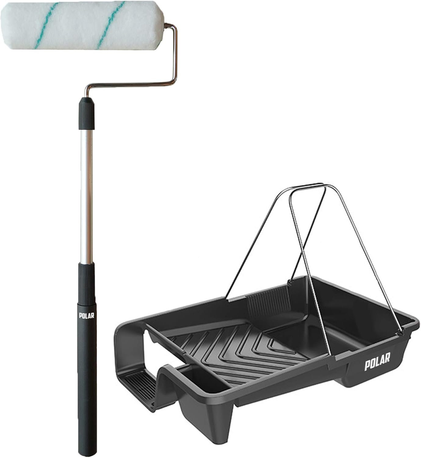 Polar Premium 9" Paint Roller Set with Extendable Long Roller and Paint