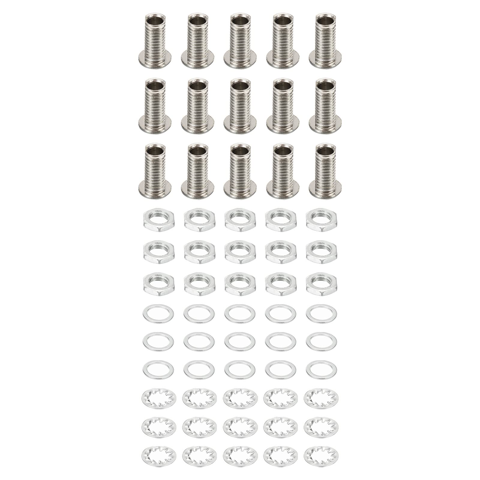 PATIKIL M8x15mm Round Head Hollow Screw Bolts, 4 in 1 / 60Pieces Through Hole Bolt Chandelier Fasteners with Hex Nut and Gasket