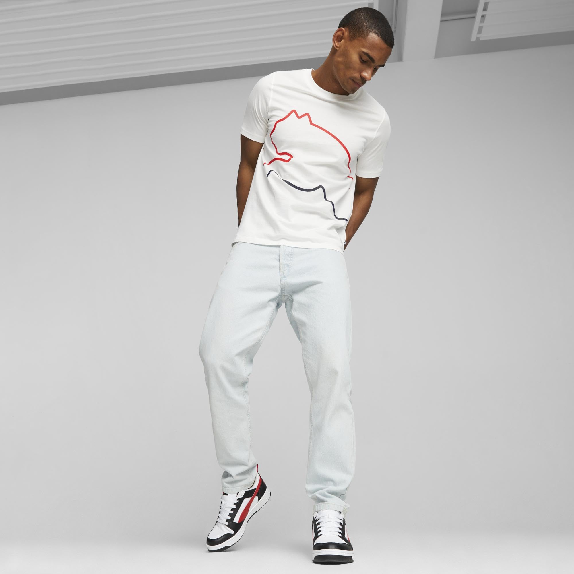 PUMA Rebound V6 Low Unisex Sneaker , Puma White For All Time Red Puma Black, 45 EU 3