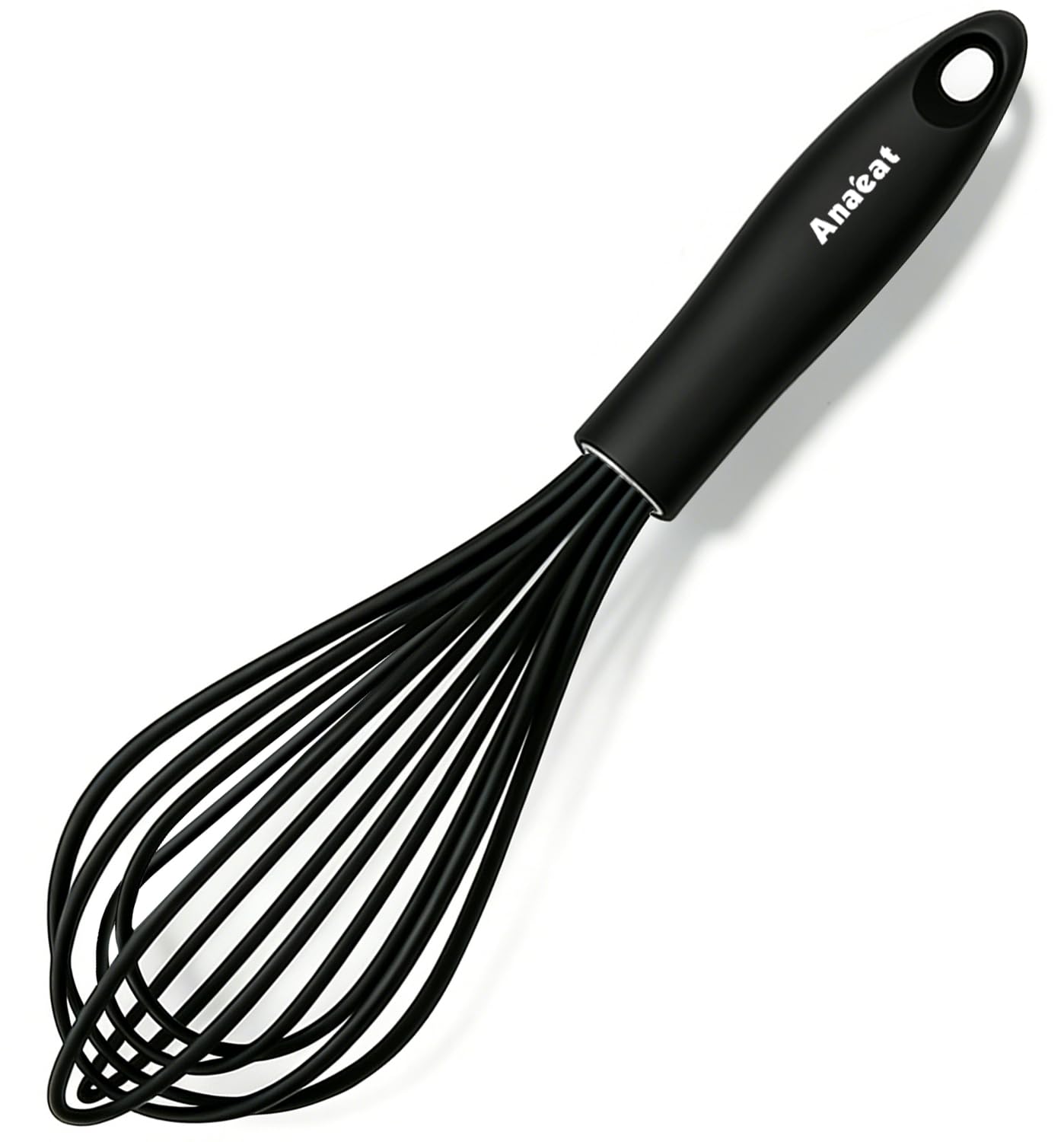 Anaeat 27cm Silicone Balloon Whisk, Perfect for Non-Stick Cookware, Milk and Egg Beater Blender, Heat Resistant Kitchen Whisks for Whisking, Cooking, Baking, Beating, Frothing & Stirring (Black)