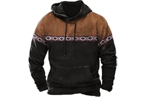 RAJONN Graphic Hoodies for Men Pullover Top Western Hooded Sweatshirts Aztec Hoodies Ethnic Print Raglan Sleeves Sweatshirt