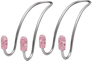 JOJOY LUX 2 Pack Seat Back Organizers, Bling Diamond Universal Organizer Hooks Car Headrest Hangers Hooks, Bag Organizers Rack and Hanger, Strong and Durable Auto Backseat Storage Hooks (Pink)