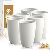 BUSOKIP Drinking Glasses 20 OZ Tumbler Large Cups Wheat Straw Cups Set of 6 | Alternatives to Plastic Tumbler Dishwasher Safe Water Glasses Drinking Cup Reusable Cups for Kitchen - White