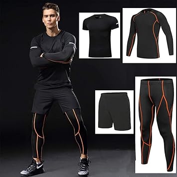 JJZZ Conjuntos térmicos para Hombre 4 Piezas Kit Hombre Running ...