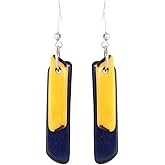 Duo Tagua Earrings in Blue and Yellow Handmade, Fair Trade, Lightweight by Florama Natural Jewelry